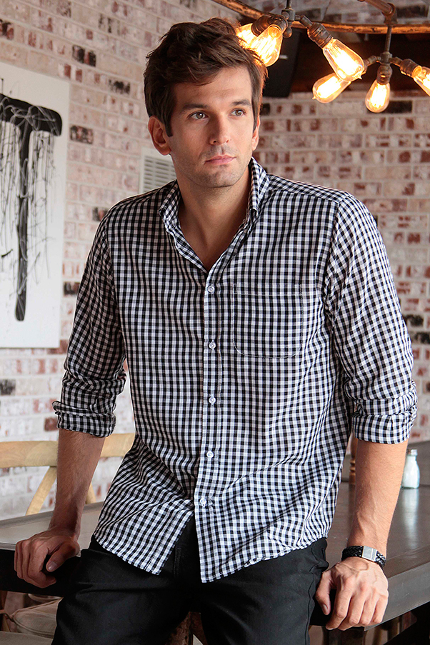 Mens Black And White Dress Shirt