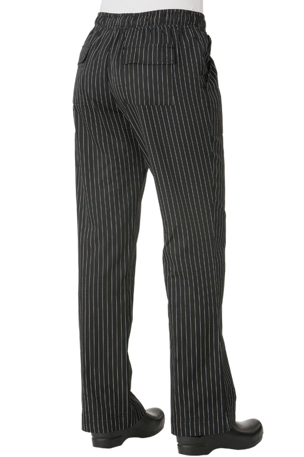 white pants with black pinstripes