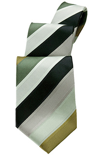 Olive Six Striped Tie - side view