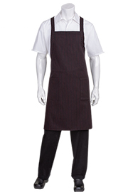 Cross-Back Bib Apron: Red Pinstripe